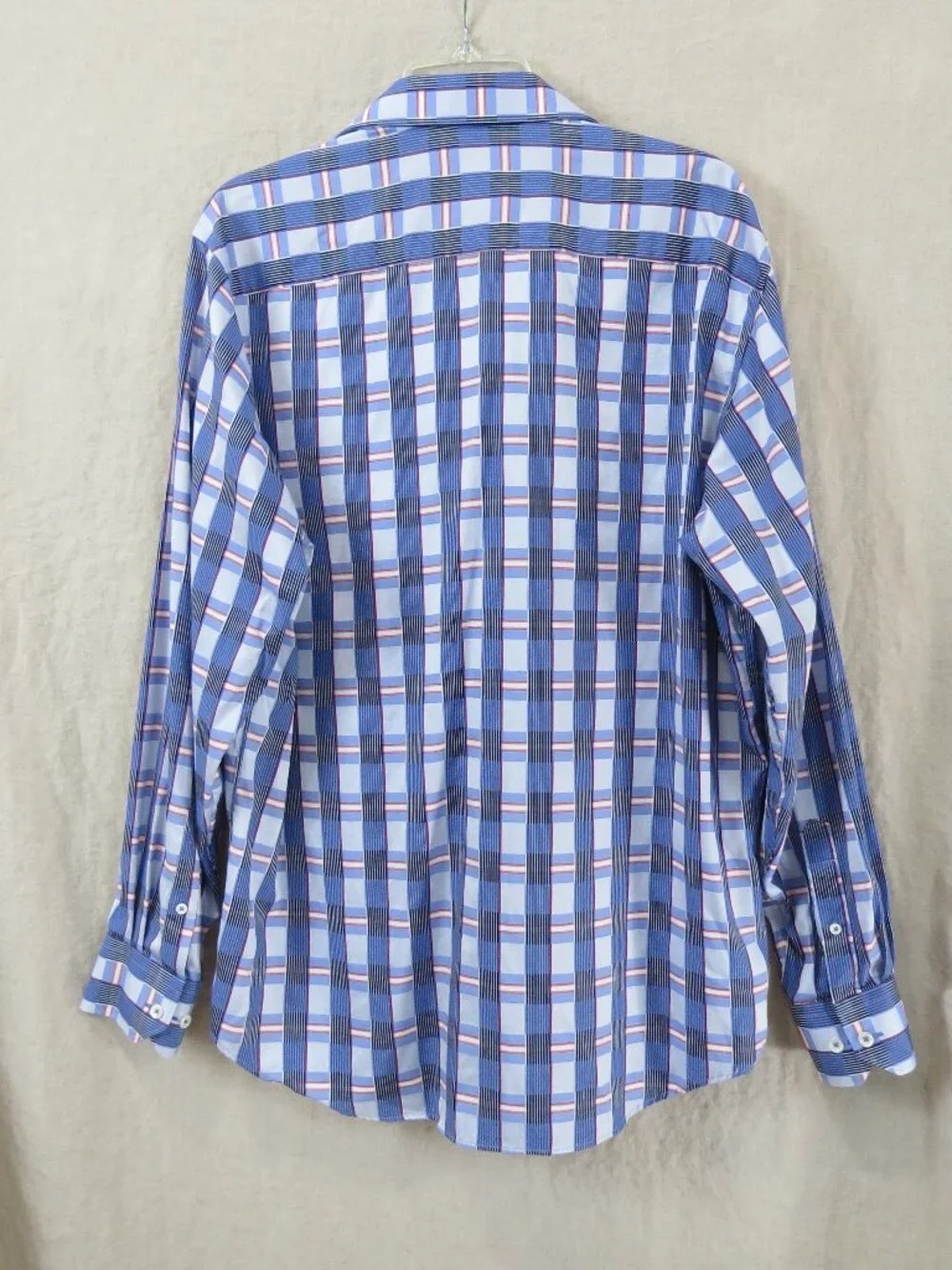 BUGATCHI Men's Button Down Shirt, Cotton SIZE Large Blue, Red, Plaid